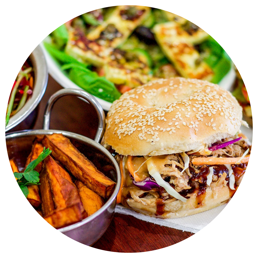 Bagel Nation, convenient, healthy meals in Bunbury, loaded bagel and sweet potato fries